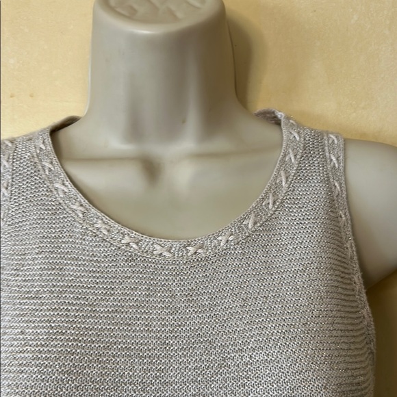 White House Black Market Tan Knit with  Silver Mini Dress size S - Picture 2 of 11